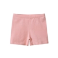 Pink elastic cotton kids leggings for girls breathable summer safety shorts flat lay - 120cm / Pink