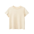 Classic cream cotton short sleeve T-shirt for kids with reinforced round neckline - 130cm / Beige Apricot