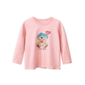 T-shirt rose à manches longues en coton pour filles avec imprimé ours mignon et cœur - Rose (HT3010) / 90cm