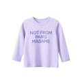 T-shirt manches longues en coton lilas pour filles avec imprimé Not From Paris Madame - 100cm / Violet Clair
