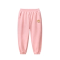 Pink girls jogger pants featuring a cute bear print and elastic waist for casual wear - 130cm / Pink
