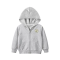 Grauer Kinder-Kapuzenpulli mit Reißverschluss und gelbem Smiley-Patch aus weicher Baumwolle - 90cm / Meliertes Grau