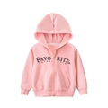 Pink toddler girls zip-up hoodie with Favorite Authentic print on white background - Tops / Pink / 90cm