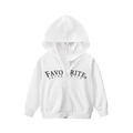 Classic white zip-up hoodie for children featuring black Favorite graphic print - Tops / Off White / 90cm