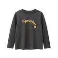 T-shirt manches longues enfant gris foncé en coton avec imprimé Eptishon jaune sur blanc - Gris foncé