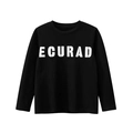 Classic black long-sleeve cotton T-shirt for boys with bold ECURAD lettering print - 130cm / Black