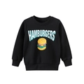 Felpa nera per bambini con stampa hamburger vintage e polsini a coste elastici - 90cm / Nero