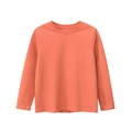 Kids coral orange long sleeve t-shirt, casual solid color cotton tee for boys and girls - 130 / Dark Orange