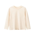 Classic cream long-sleeve cotton t-shirt for children with a soft ribbed crew neck - 130 / Beige Apricot