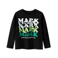 Classic black kids long sleeve cotton t-shirt with colorful graffiti MARK lettering - 130cm / Black