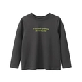 Boys long sleeve charcoal grey cotton T-shirt with neon green motivational graphic - 130cm / Dark Gray