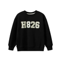 Sudadera negra clásica para niños con estampado H826 y cómodo diseño de cuello redondo - 130cm / Negro