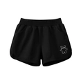 Kids black summer shorts with white bear print and LOVE text on soft cotton fabric - 100 / Black