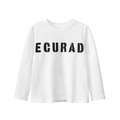 White long-sleeve cotton T-shirt for boys with black ECURAD stencil print and round neck - 130cm / Off-white