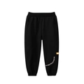 Classic black joggers for kids with elastic waist and white slogan print on the leg - Black / 90cm