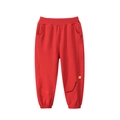 Pantalon de jogging rouge pour filles en coton avec taille élastique - Rouge