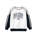 Sweat en polaire pour enfants avec manches raglan et imprimé style américain - 130cm / Blanc/Gris/Bleu Marine Contraste