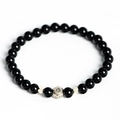 Bracelet Balance en obsidienne noire avec perle en argent et dates du zodiaque - Balance
