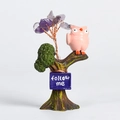 Handmade amethyst crystal owl tree with copper wire on a resin base for home decor - Pink Owl - Amethyst
