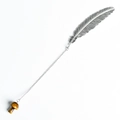 Marque-page plume en métal argenté avec pendentif champignon en cristal d'œil de tigre - Œil de tigre
