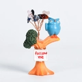 Natural crystal tree with owl figure and follow me sign on white background - Blue Owl - Multi-color Crystal