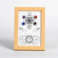 Cadre en bois Cube de Métatron avec motifs soleil-lune et sept pierres de chakra - Style Cadre Bois Soleil Et Lune