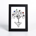 Yoga Chakra Tree of Life decor with raw crystals in a minimalist black frame - Yoga Tree Style 1 / Black