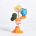 Handmade crystal owl tree ornament with yellow stones and a follow me sign decoration - Blue Owl - Citrine