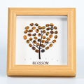 Tiger eye stone heart tree art frame with wood texture and BLOSSOM text design - Tiger's Eye