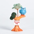 Blue resin owl crystal tree ornament with green stones and follow me sign - Blue Owl - Green Aventurine