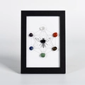Metatron bee frame with seven polished healing chakra stones and sacred geometry pattern - Black Frame Bee Style