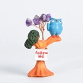 Artisan owl crystal tree with amethyst stones and hand-painted follow me sign - Blue Owl - Amethyst