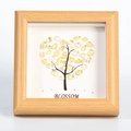 Square wooden frame with yellow crystal heart tree art and Blossom typography - Citrine