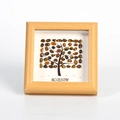 Square wood frame with tree art made of natural tiger eye stones featuring Blossom text - Tiger's Eye