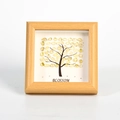 Square wood frame with yellow crystal stone tree art and Blossom text detail - Citrine