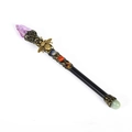 Wizard wand with purple crystal, bronze bee accent and multicolor gemstone inlay - Purple Crystal