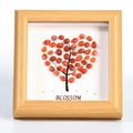 Blossom heart-shaped crystal stone tree in a natural wooden shadow box frame - Red Agate
