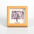 Square natural wood photo frame with purple crystal tree art and Blossom typography - Amethyst