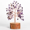 Arbre de cristal d'améthyste naturelle avec branches en cuivre et socle en bois - Améthyste avec Base en Bois / Violet