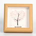 3D pink crystal stone heart tree in natural wood frame with Blossom text design - Rose Quartz