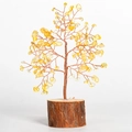 Arbre de citrine fait main avec branches en cuivre sur socle en bois naturel - Citrine avec Base en Bois / Jaune