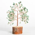 Arbre de cristal vert naturel avec fil de cuivre sur socle en bois rustique déco - Aventurine Verte avec Base en Bois / Vert