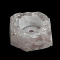 Natural pink rose quartz crystal candle holder with raw mineral stone texture - Rose Quartz