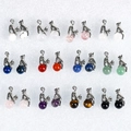 Cat-shaped silver pendant with various natural crystal beads and sparkling rhinestones - Silver Cat / Strawberry Quartz