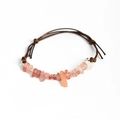 Bracciale in pelle fatto a mano con pietre naturali di cristallo di quarzo rosa fragola - Quarzo Fragola