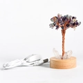 Natural amethyst crystal money tree with LED wooden base and USB power switch cable - Colorful Fluorite Night Light