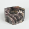 Hexagonal natural amethyst raw stone candle holder with colorful crystal textures - Fluorite