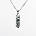 Vertical necklace with four faceted labradorite stones and pavé crystals on silver chain - Pea Pod Pendant Style