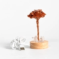 Creative crystal money tree night light with red agate leaves and natural wood USB base - Red Agate Night Light