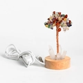 Colorful crystal gemstone money tree night light with raw quartz cluster and wooden base - Colorful Stone Night Light